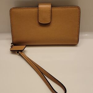 Coach Tan Wristlet with Gold Hardware